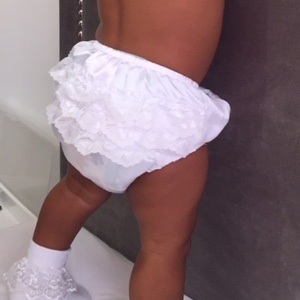 Baby Girls White Satin Frilly Lace Knickers Pants Christening